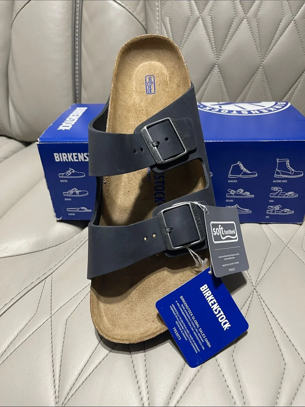 Birkenstock Arizona Soft Footbed  Two-Strap Sandal in Black and Cork